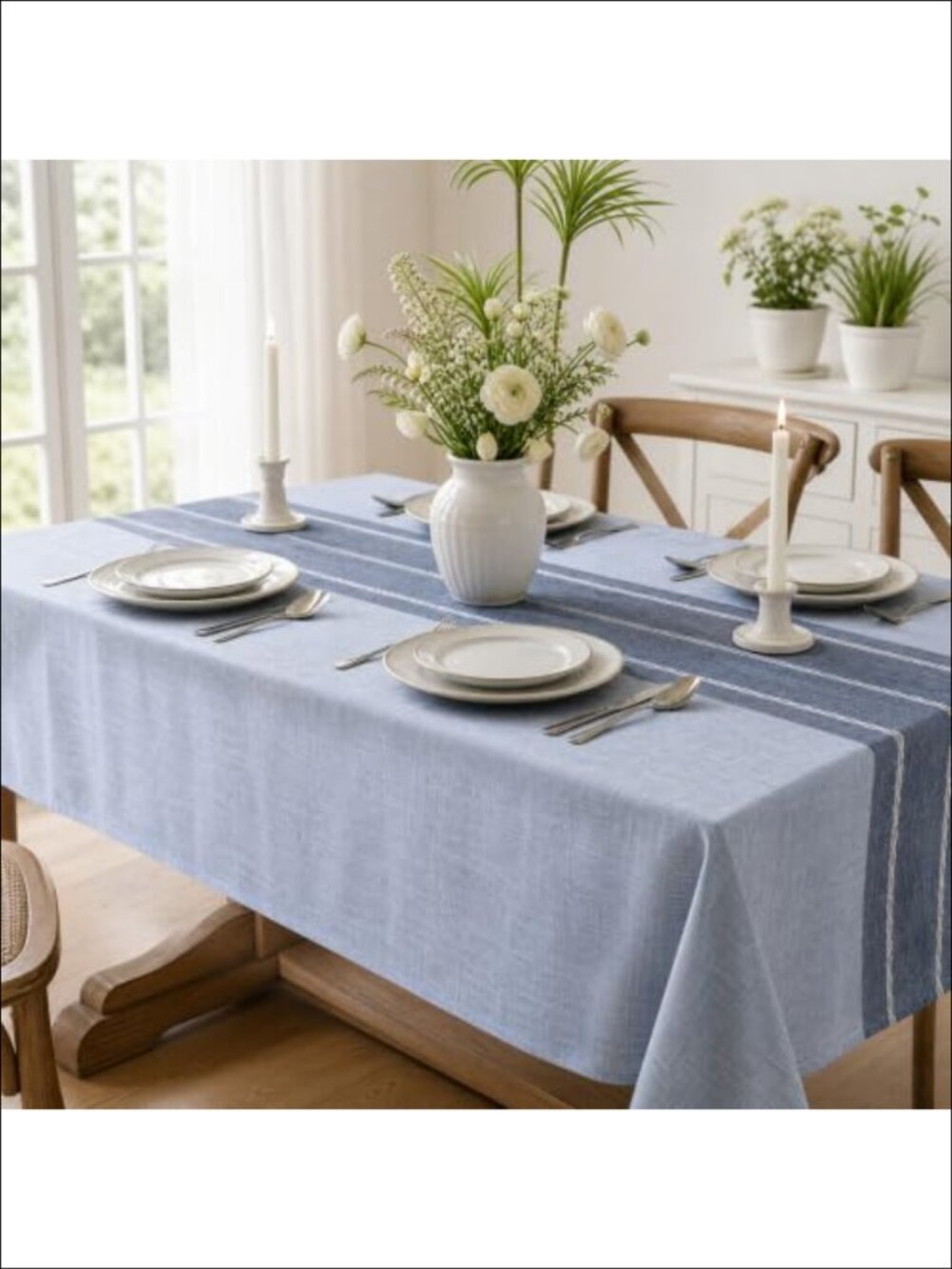 Rustic Burlap Tablecloth 60x84 Rectangular Spun Polyester Dining - Picture 2 of 6